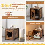 Arenero para gatos con puerta y orificio de ventilación - Marrón