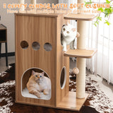Centro de juegos para gatos multinivel moderno de 52 pulgadas con hamaca de lujo - Natural