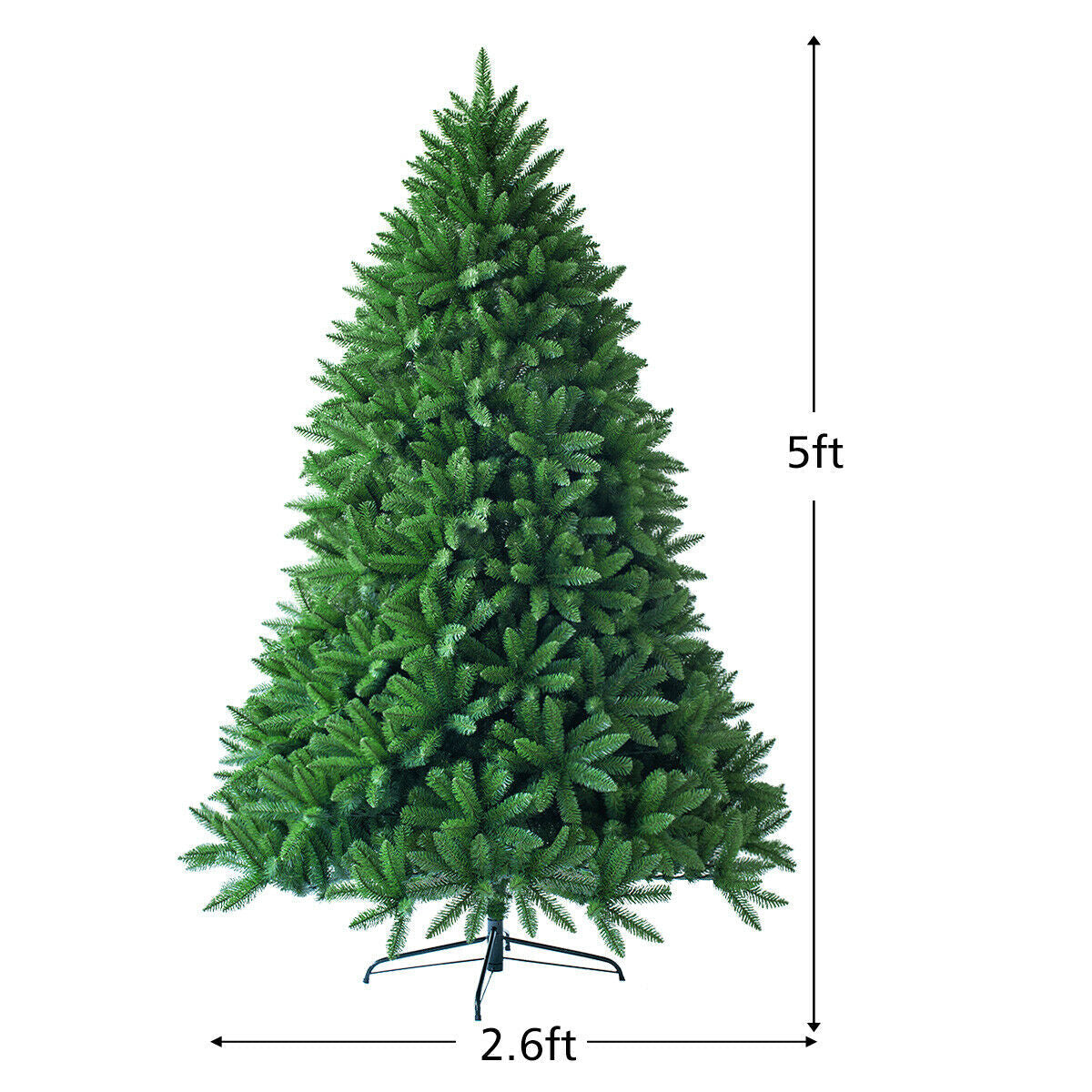 Árbol de Navidad Artificial de Abeto de 5 Pies con 600 Puntas de Rama