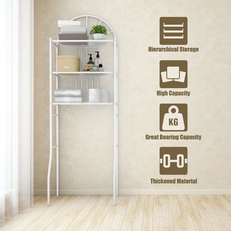 Estantería de baño de 3 niveles sobre el inodoro con 3 estantes