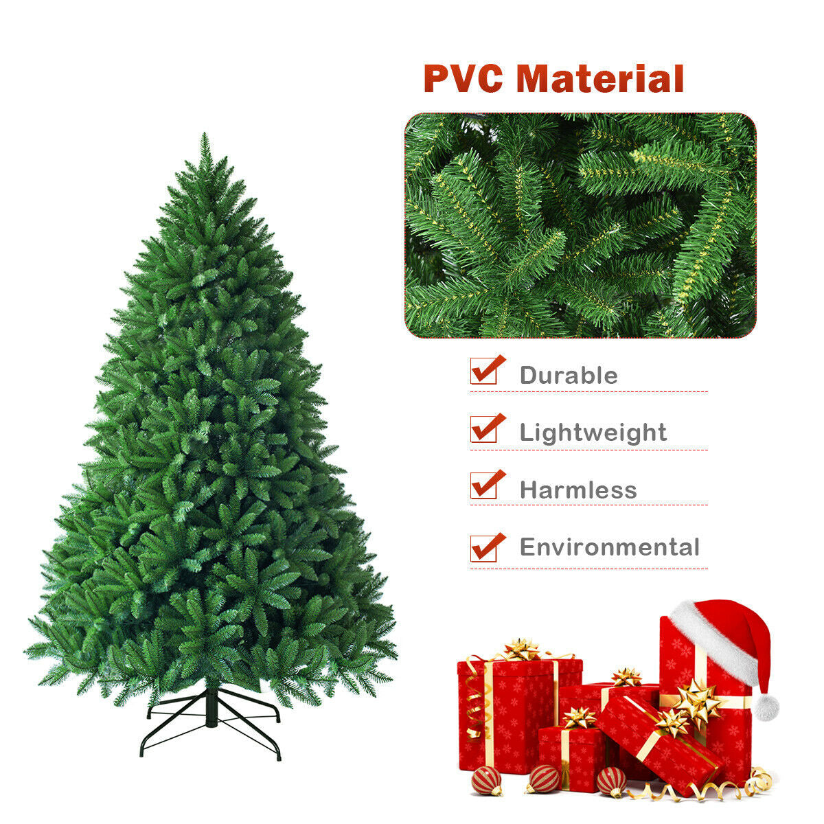 Árbol de Navidad Artificial de Abeto de 5 Pies con 600 Puntas de Rama