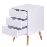 Mesa auxiliar de madera de mediados de siglo con 3 cajones