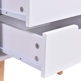 Mesa auxiliar de madera de mediados de siglo con 3 cajones