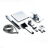 8 Inch LED Rainfall Shower head Arm Control Valve Handspray Shower Faucet Set