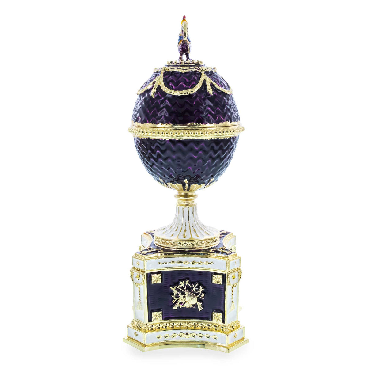 1904 Kelch Chanticleer Royal Imperial Musical Easter Egg in Purple Enamel