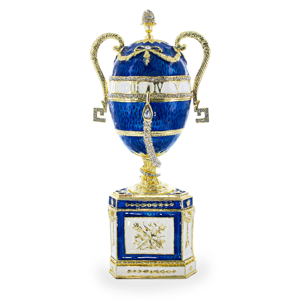 1895 Blue Serpent Clock Royal Imperial Easter Egg 7 Inches