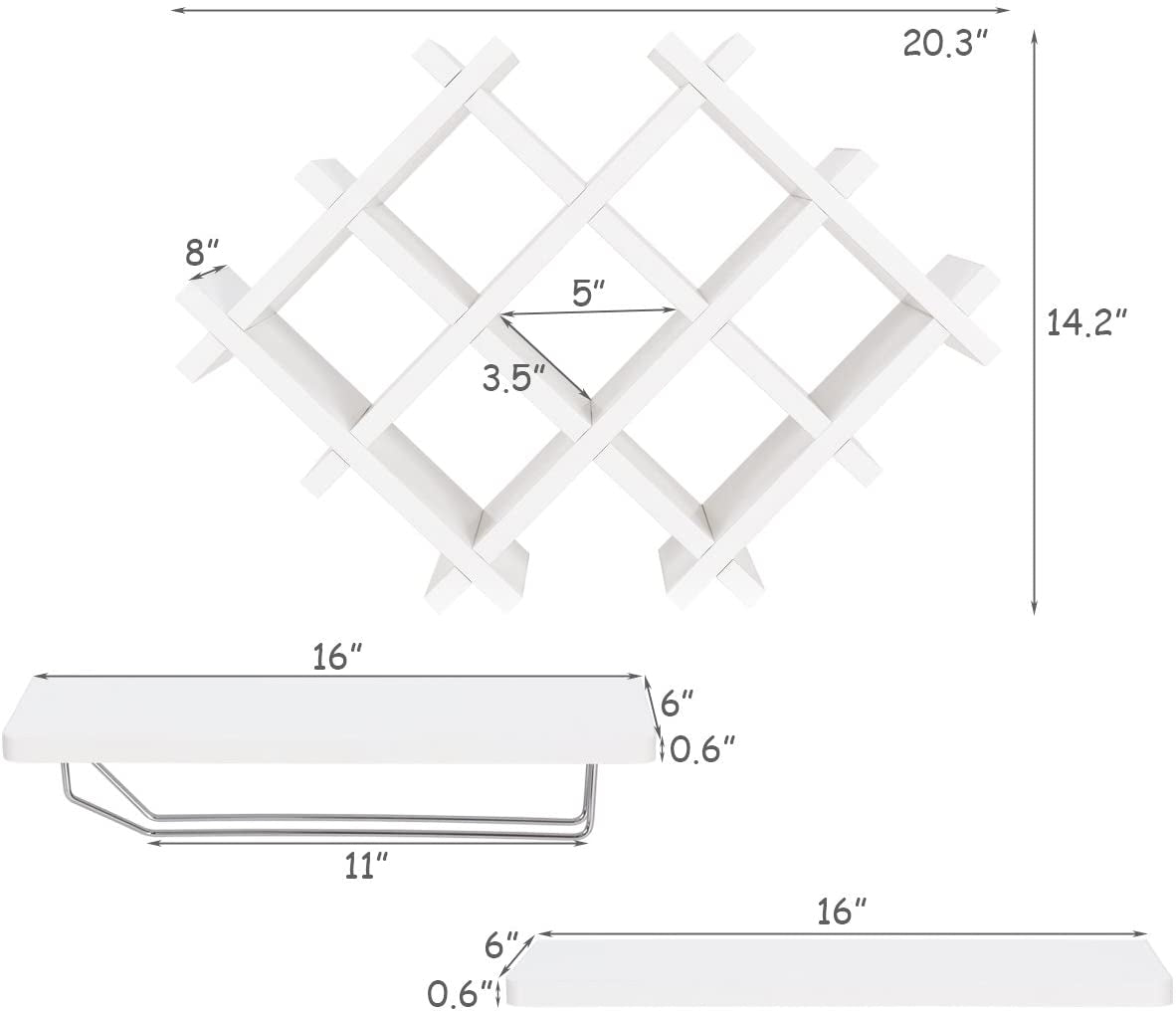 Juego de 5 botelleros de pared con estantes de almacenamiento