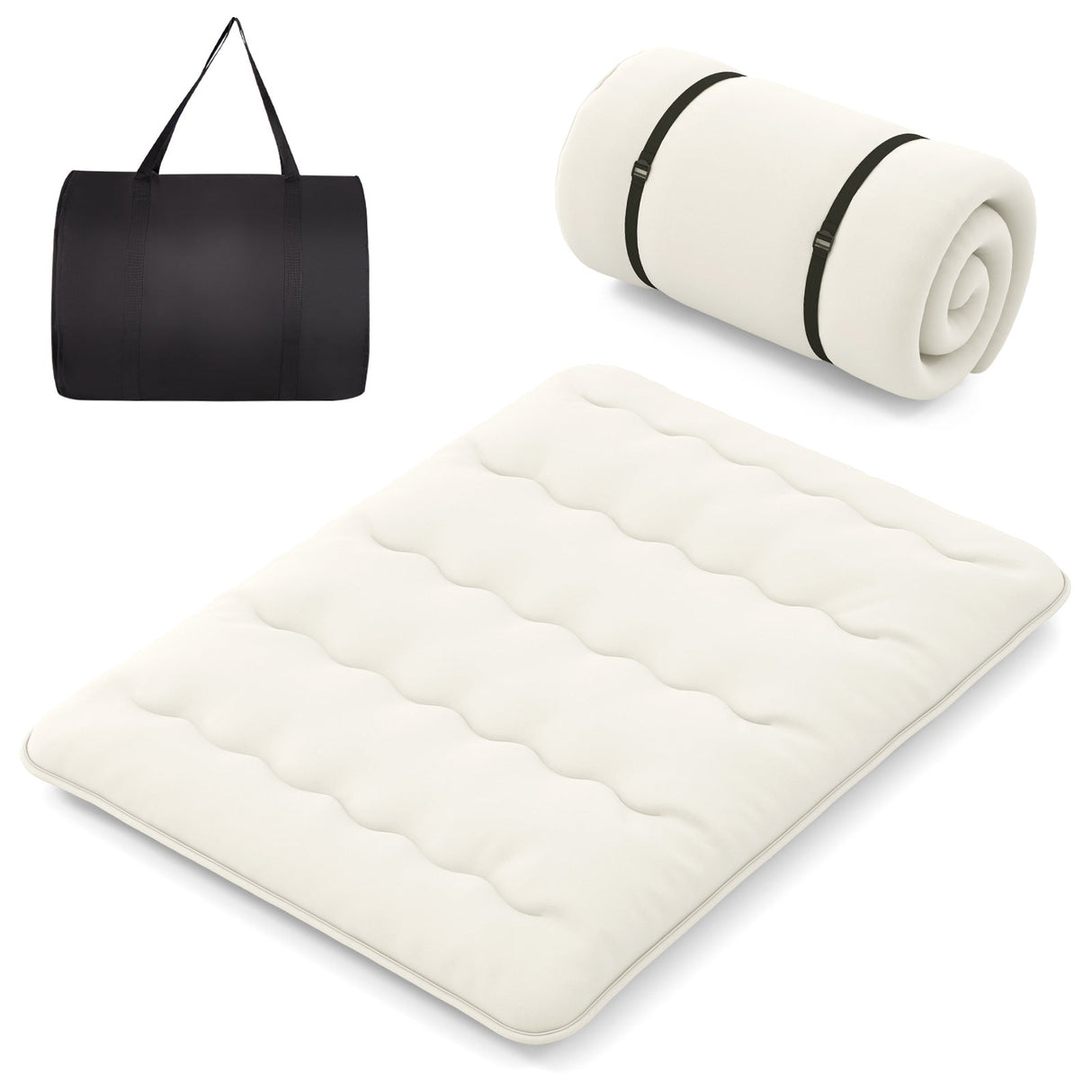 Colchón/Colchoneta para Futón de Piso con Funda Lavable Tamaño Queen/King/Twin/Full Beige