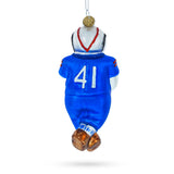 Snowman Football Player Glass Christmas Ornament