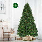 Árbol de Navidad Artificial de 2.29 m con Luces LED y Piñas