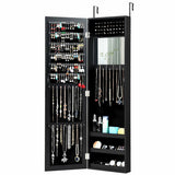 Full Length Mirror Jewelry Cabinet with Ring Slots and Necklace Hooks