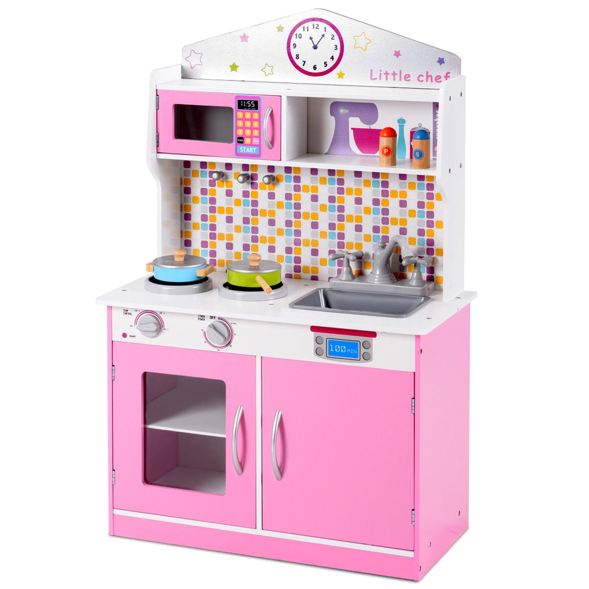 Juego de ollas y sartenes de madera para niños