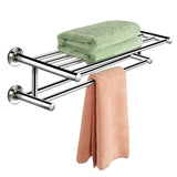 Toallero de pared de acero inoxidable de 24 pulgadas con 2 niveles de almacenamiento