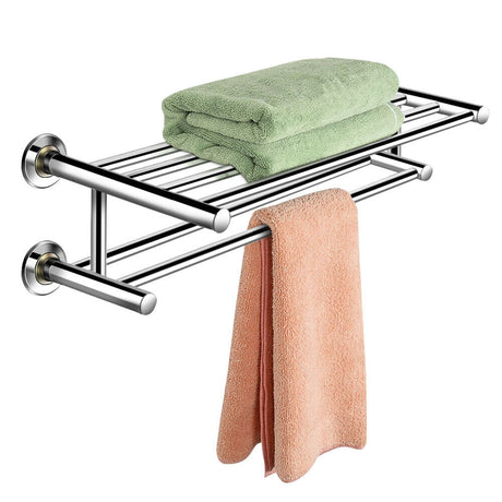 Toallero de pared de acero inoxidable de 24 pulgadas con 2 niveles de almacenamiento