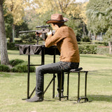 Banco de tiro plegable con mesa de altura ajustable