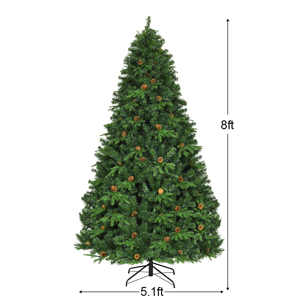 Árbol de Navidad Artificial de 2.29 m con Luces LED y Piñas