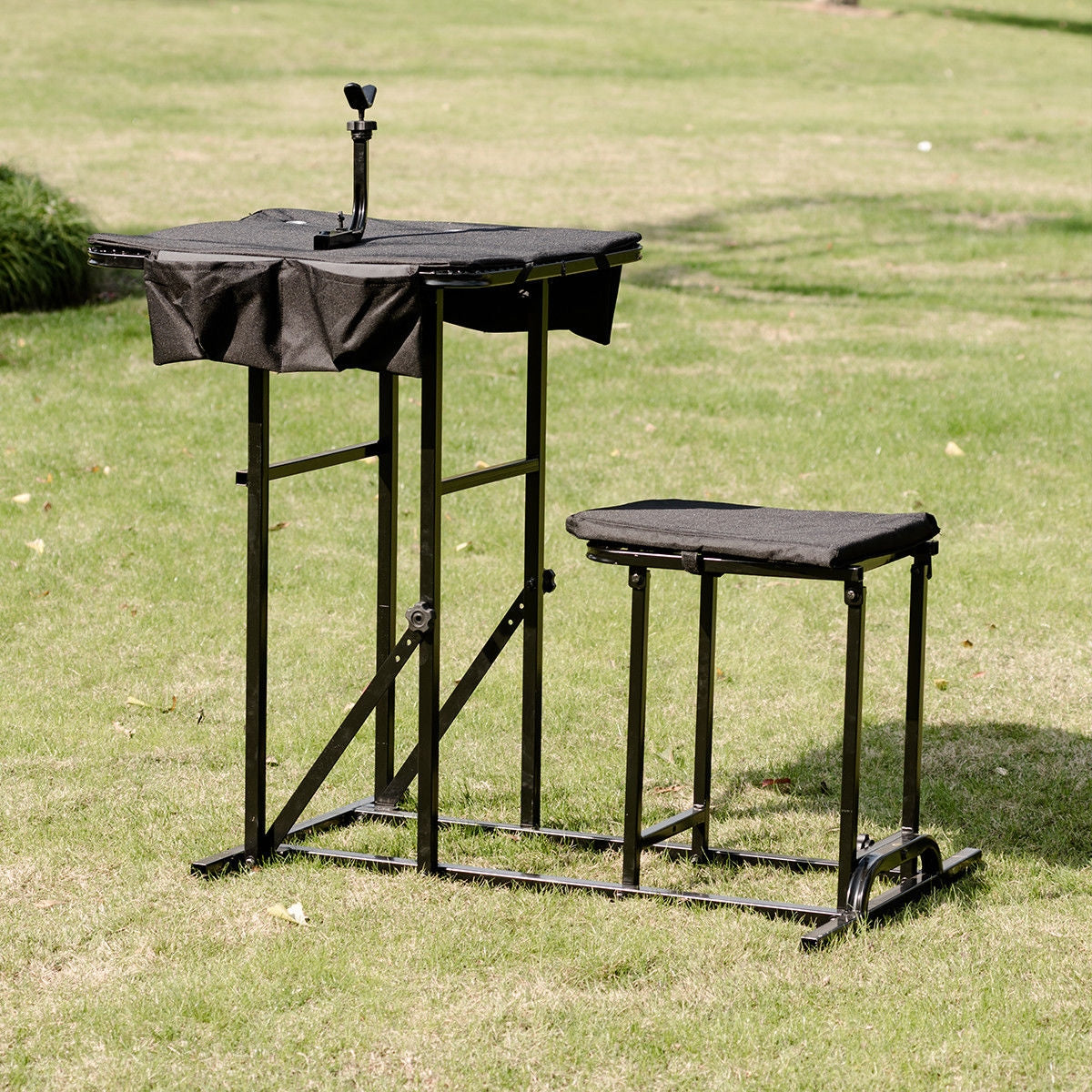 Banco de tiro plegable con mesa de altura ajustable
