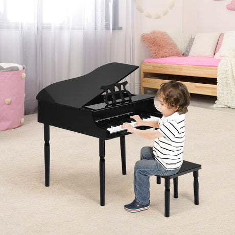 Piano de juguete de madera de 30 teclas para niños con banqueta