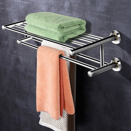Toallero de pared de acero inoxidable de 24 pulgadas con 2 niveles de almacenamiento