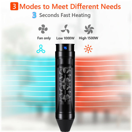Calefactor de pedestal portátil de 1500 W con temporizador y control remoto