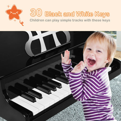 Piano de juguete de madera de 30 teclas para niños con banqueta