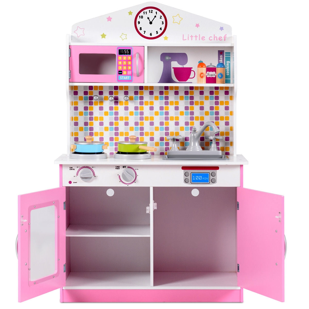 Juego de ollas y sartenes de madera para niños