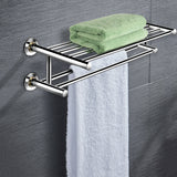 Toallero de pared de acero inoxidable de 24 pulgadas con 2 niveles de almacenamiento