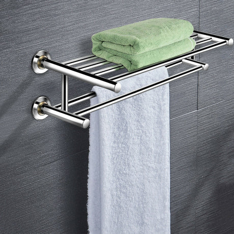 Toallero de pared de acero inoxidable de 24 pulgadas con 2 niveles de almacenamiento