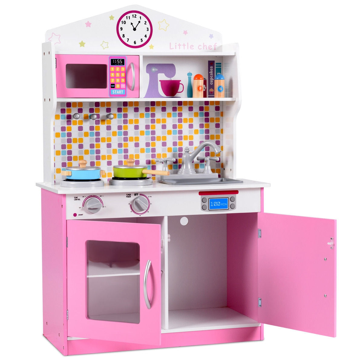 Juego de ollas y sartenes de madera para niños