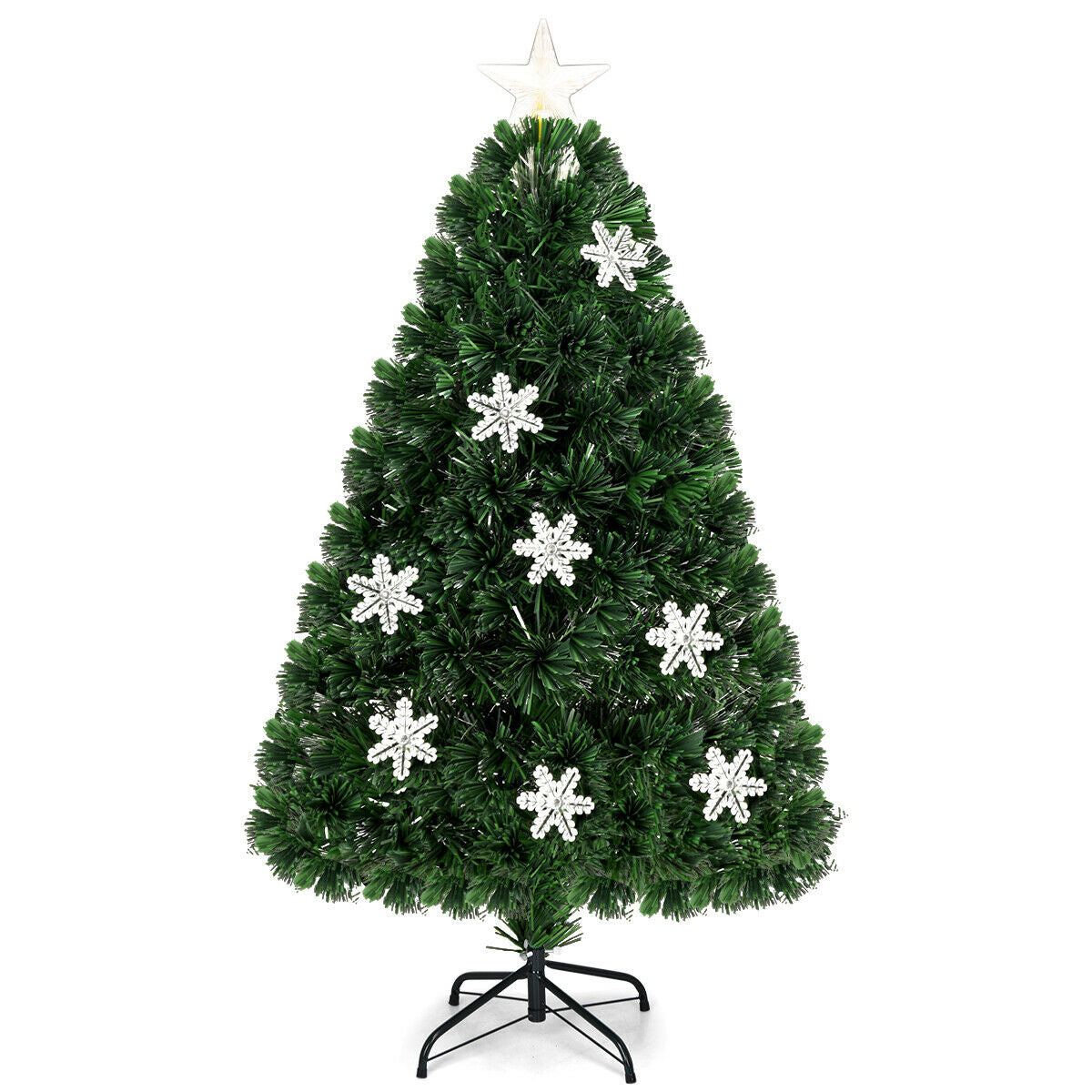 Árbol de Navidad Artificial Óptico LED con Copos de Nieve