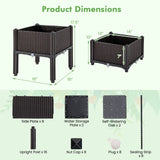 Kit de jardinera elevada de plástico para cultivo de flores y verduras, juego de 2 - Marrón
