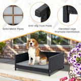Cama de mimbre para perros con cojín suave impermeable para perros y gatos pequeños y medianos - Gris