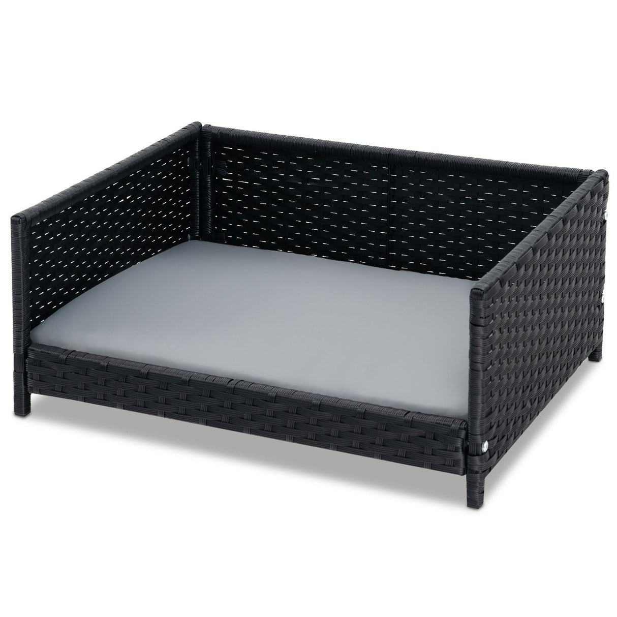 Cama de mimbre para perros con cojín suave impermeable para perros y gatos pequeños y medianos - Gris