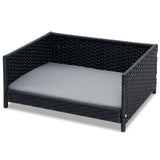 Cama de mimbre para perros con cojín suave impermeable para perros y gatos pequeños y medianos - Gris