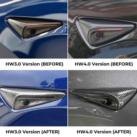 Full Side Camera Covers for Tesla Model 3 / Y - Carbon Fiber Exterior Mods