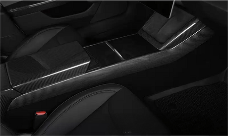 Real Dry Carbon Fiber Center Console Side Panel Overlays for Model 3 Highland / Model Y Juniper(2 Pieces)
