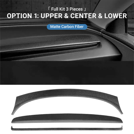 TESERY Real Dry Carbon Fiber Dashboard Cover Overlay for Model 3 Highland / Model Y Juniper