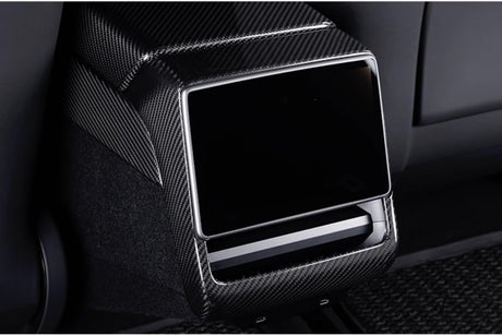 Real Dry Carbon Fiber Rear Screen Trim Frame Overlay for Model 3 Highland