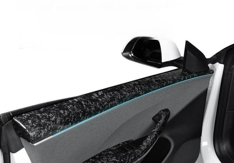 Real Dry Carbon Fiber Upper Door Trim Panel Overlay for Model 3 Highland / Model Y Juniper