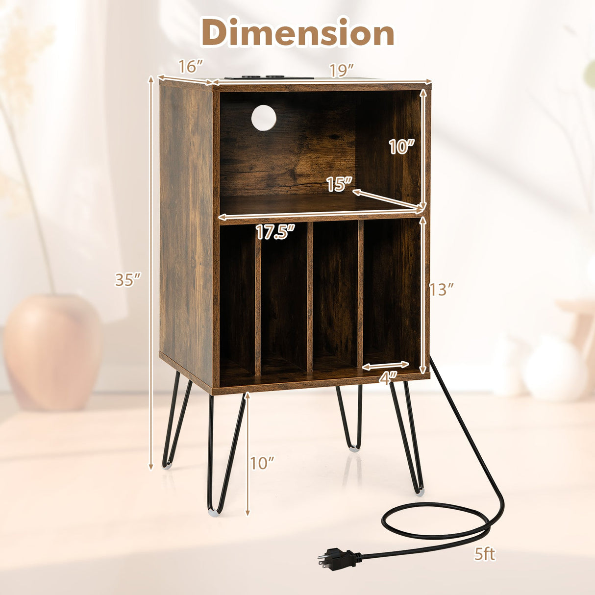Mueble para tocadiscos con estación de carga