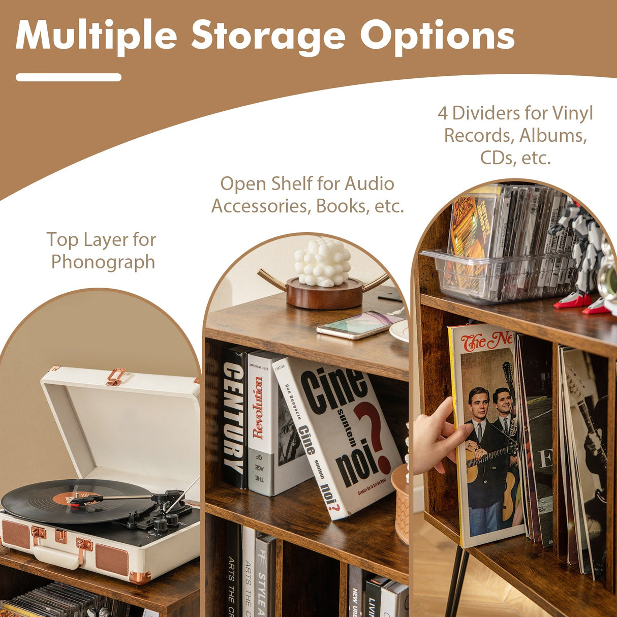 Mueble para tocadiscos con estación de carga