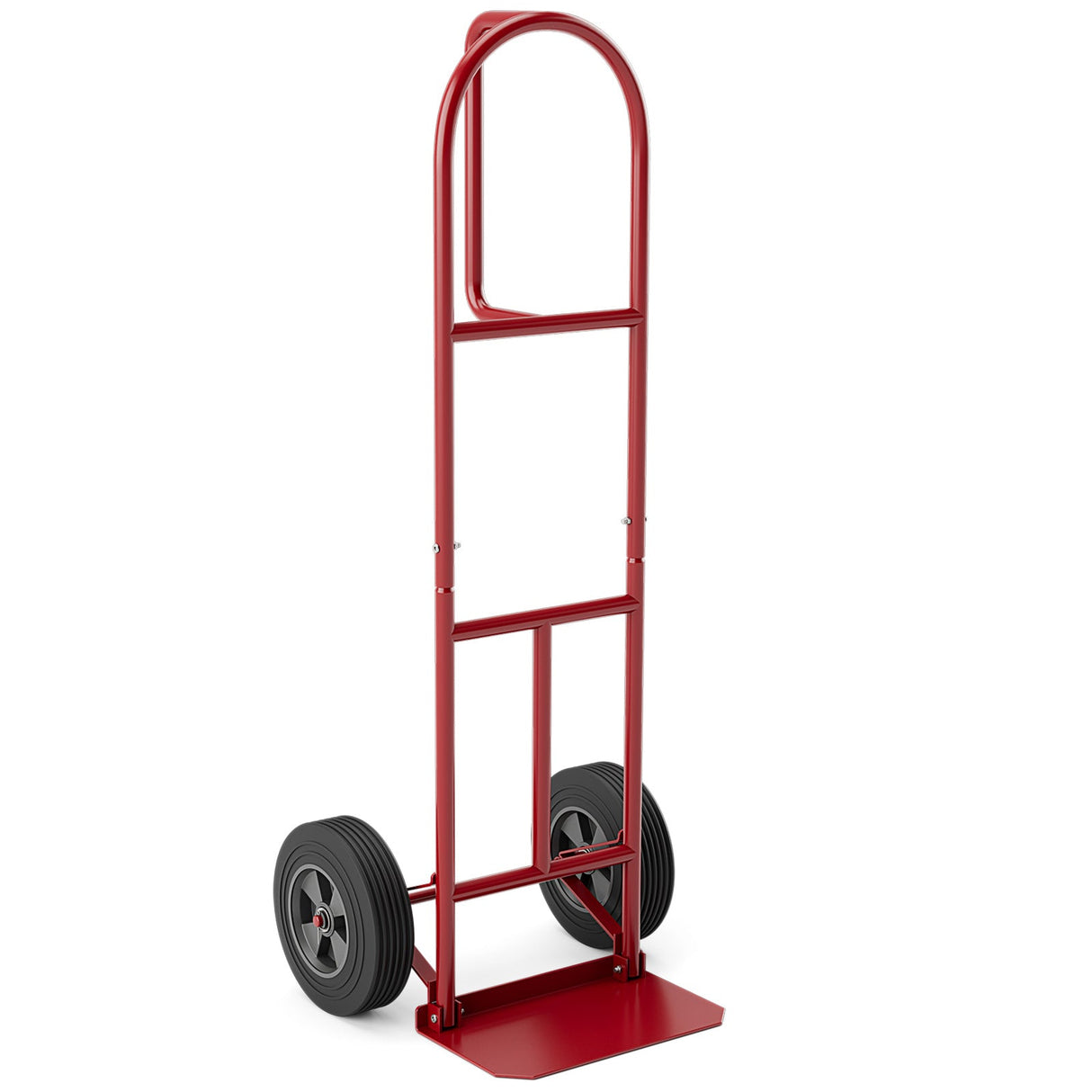 Carretilla de mano con asa P, ruedas de 10 pulgadas y plataforma de carga plegable - Roja