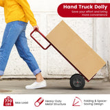 Carretilla de mano con asa P, ruedas de 10 pulgadas y plataforma de carga plegable - Roja