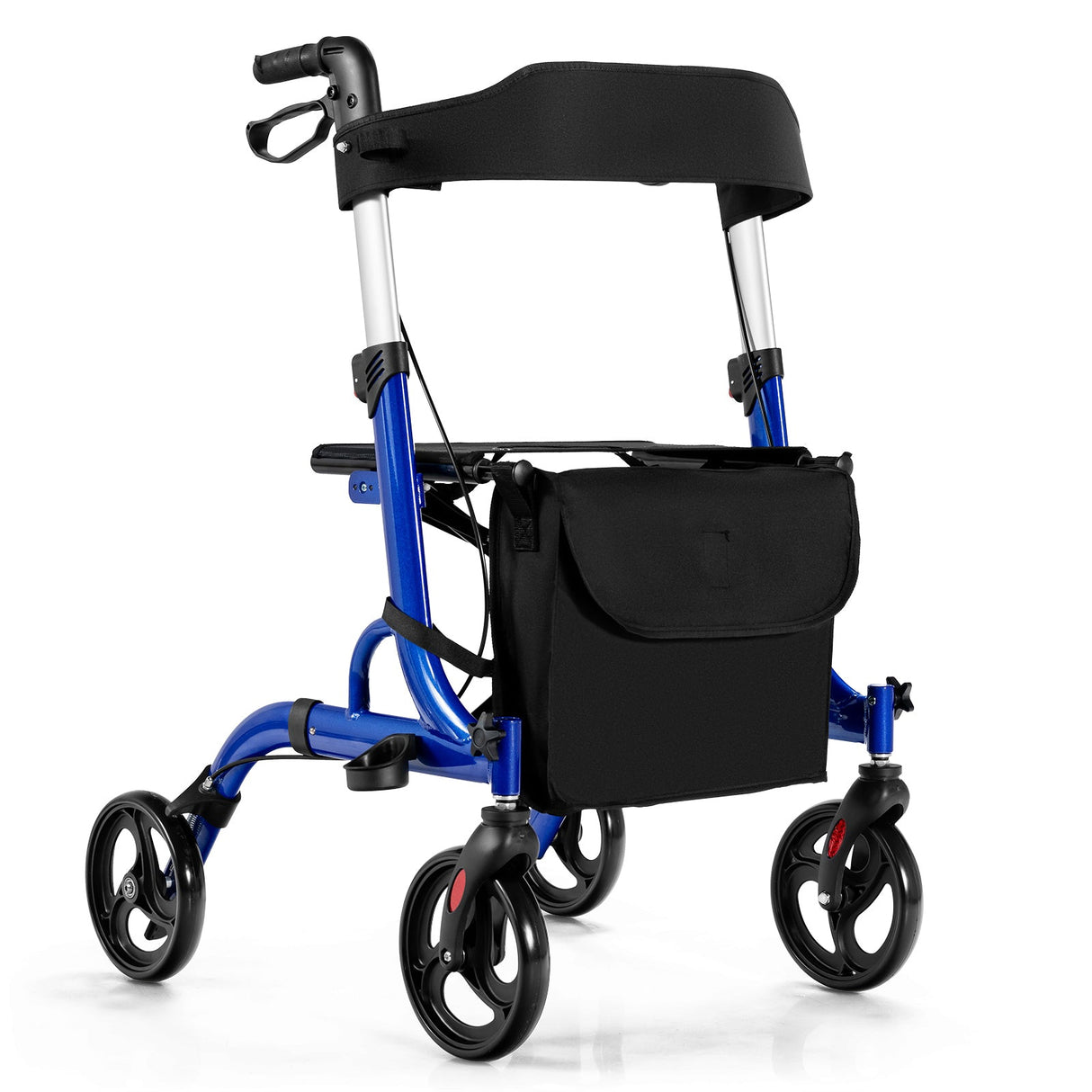 Andador Plegable de Aluminio con Ruedas de 8 Pulgadas y Asiento