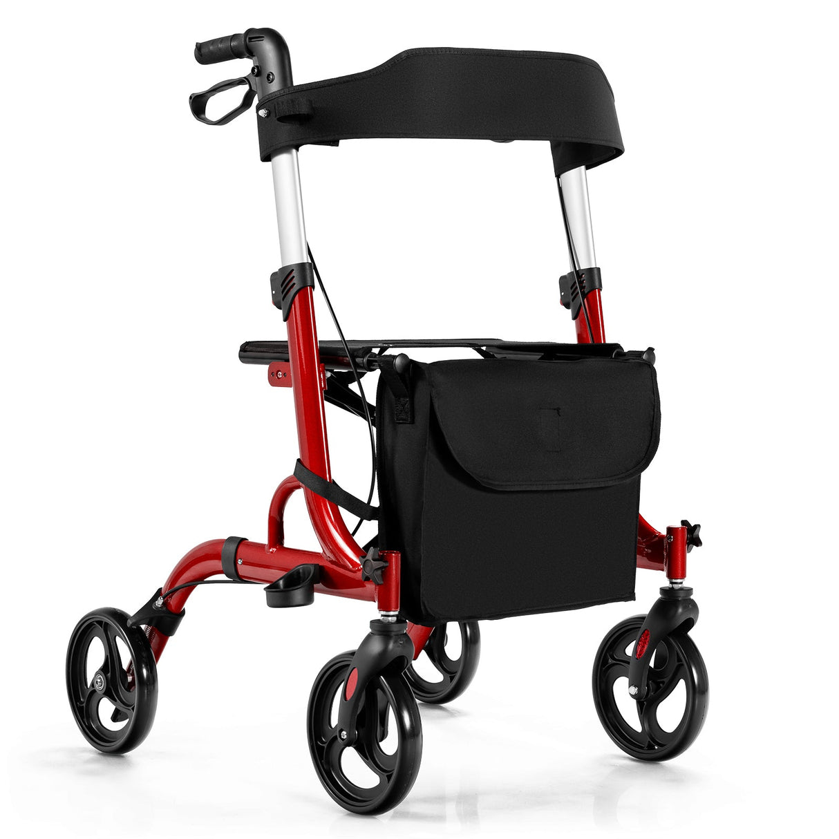 Andador Plegable de Aluminio con Ruedas de 8 Pulgadas y Asiento