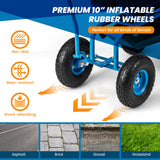 Carro de jardín rodante con asiento giratorio de altura ajustable y cesta de almacenamiento