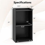 Rolling Podium Stand with 2 Shelves and Lockable Wheels