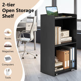 Rolling Podium Stand with 2 Shelves and Lockable Wheels