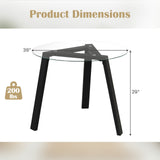 Mesa de comedor redonda de cristal de 36 pulgadas para 4 personas con estructura de madera de caucho