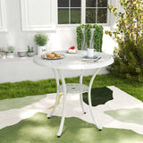 Mesa de comedor redonda para patio de 31.5 pulgadas para 4 personas, de aluminio fundido, con orificio para sombrilla de 2 pulgadas
